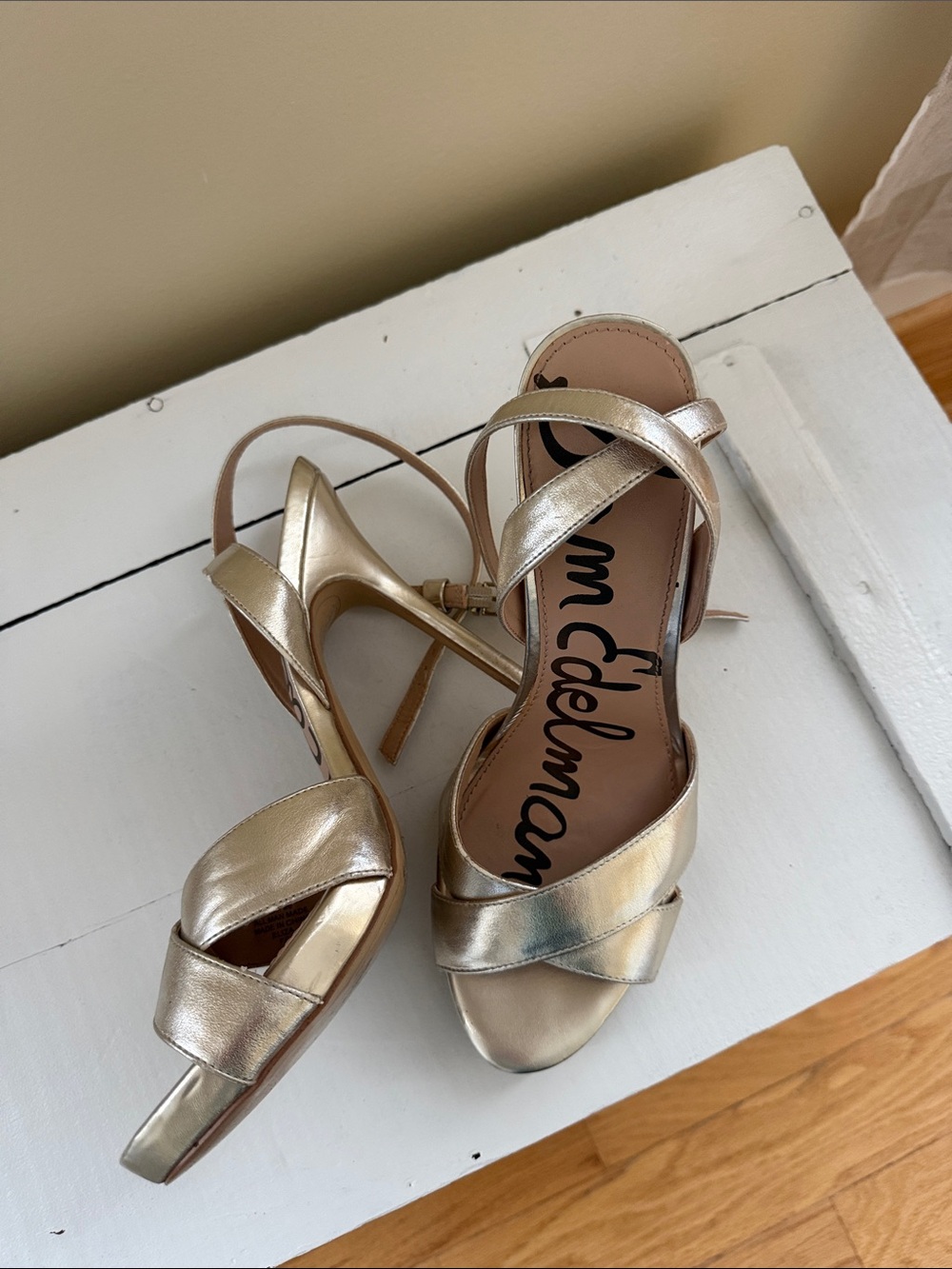 Sam Edelman Metallic Gold Strappy High-Heel Sandals - Picture 3 of 6